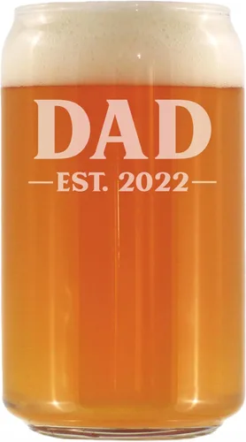 Vista 23 de Custom Dad Est 20XX - New Father Beer Can Pint Glass Gift for First Time Parents - Personalized Bold 16 Oz Glasses