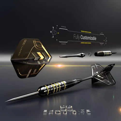 Vista 4 de CC-Exquisite Juego de dardos Dardos profesionales de 12 X 20/22g con punta de metal Dardos de punta de acero con 24 vuelos y 18 ejes de aluminio