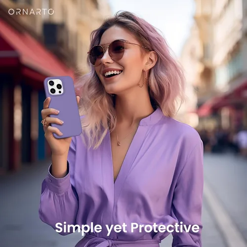 Vista 5 de ORNARTO Funda compatible con iPhone 15 Pro de 6.1 pulgadas, silicona líquida de 3 capas cubierta completa de goma de gel suave, funda protectora