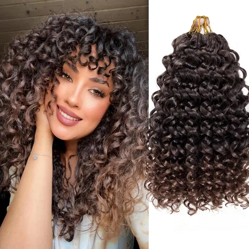 Vista 50 de 8 Paquetes de Cabello Rizado con Ganchillo GoGo para Mujeres, Cabello Rizado con Ganchillo para Trenzas de Ola Profunda, Extensiones de Cabello