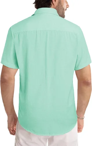 Vista 218 de JMIERR Camisas de vestir a rayas con botones y manga corta para hombre