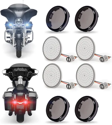 Vista 8 de Kit de luces intermitentes delanteras 1157 + traseras 1156 LED para motocicleta Harley Davidson 1986-2023 Street Glide Road Glide Road King