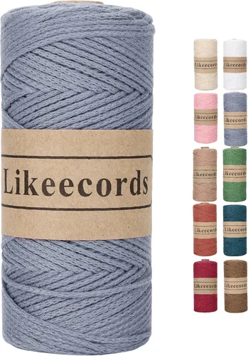 Vista 67 de Likeecords 100% Hilo de Ganchillo de Algodón Cordón de Bolsa de 2mm 170m Cordón de Macramé de 2mm Hilo de Crochet Cuerda de Macramé Regalo para Verde