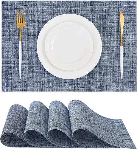 Vista 81 de Leetaltree - Juego de 4 manteles individuales beige, antideslizantes, resistentes al calor, para mesa de comedor, lavables, duraderos, de PVC