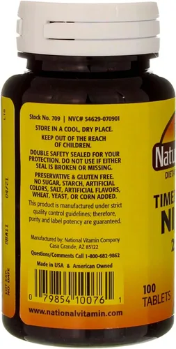 Vista 2 de Nature's Blend Niacina Liberación Temporizada 250 mg 250 mg 100 Tabletas