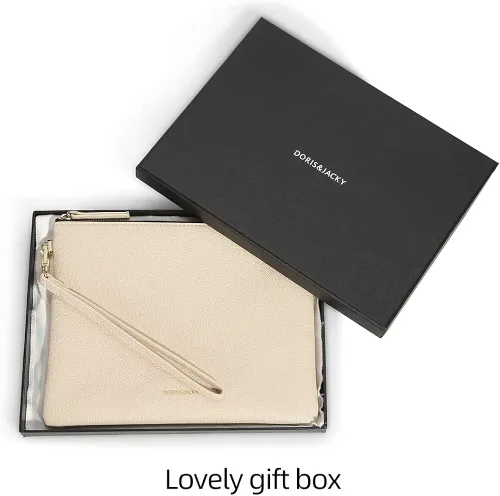 Vista 5 de DORISJACKY Bolso de mano de piel de cordero para mujer grande suave con correa Embrague