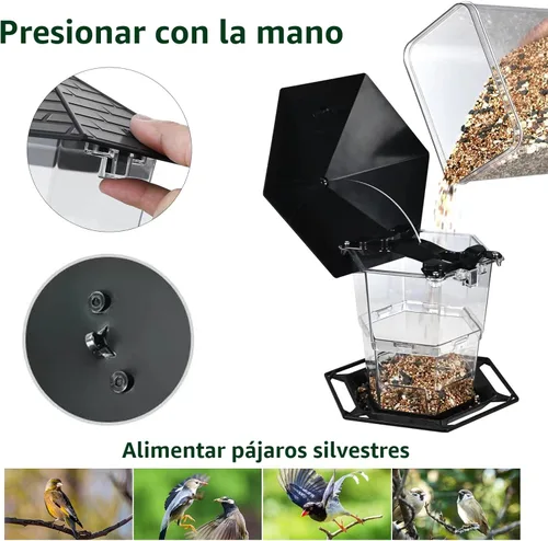 Vista 3 de Jealoeur Comederos para pájaros para exteriores Comedero para pájaros colgante para pájaros salvajes, semillas, negro