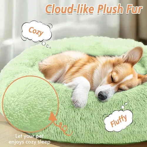 Vista 234 de JOLLYVOGUE Cama Calmante para Perros Pequeños - Cama para Perros Pequeños en Forma de Dona Lavable de 23 Pulgadas para Gatitos y Cachorros, Camas