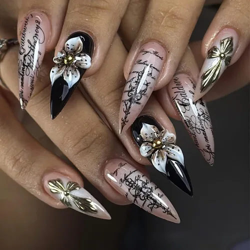 Vista 10 de BABALAL Uñas Postizas Largas de Estilete para Pegar Blancas Uñas Falsas con Punta Francesa Diseño con Pegamento Suministros de Arte 24 Piezas XL