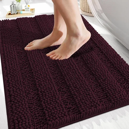 Vista 294 de OLANLY Alfombras de Baño Gruesas de 47 x 20 pulgadas, Extra Suaves Absorbentes de Chenilla a Rayas, Respaldo de Goma, Lavables y Secables a Máquina