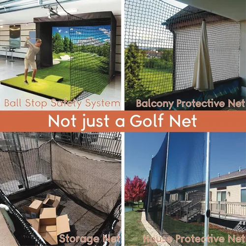 Vista 6 de Red de práctica de golf, red de golf de nailon resistente, red de golf para interiores y exteriores con kit de alambre para colgar, redes de golf