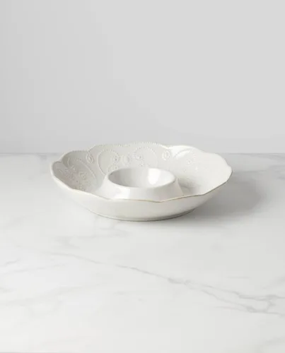 Vista 2 de Lenox French Perle Bandeja para Chips y Dip, Blanco