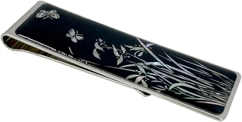 Vista 3 de Cartera con clip para dinero de madre perla para tarjetas de crédito, de acero inoxidable, colección de regalos