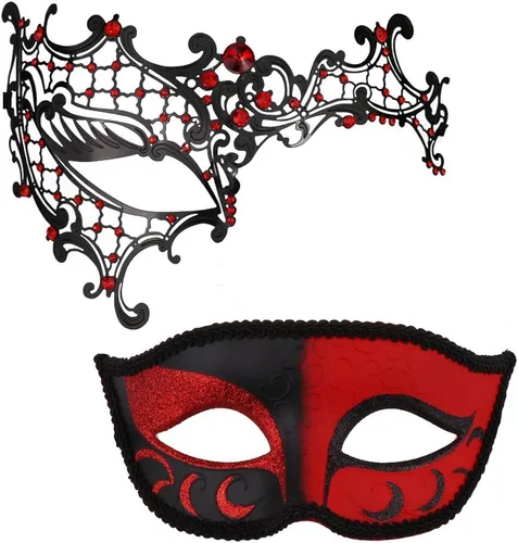 Masquerade Mask Couple Set Metal Masks Venetian Party Mask Halloween Costume Mask Mardi Gras Mask