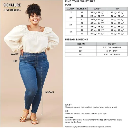 Vista 6 de Signature by Levi Strauss Co Gold Label jeans rectos para mujer que favorecen la figura Standard and Plus