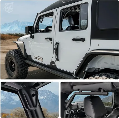 Vista 7 de Xprite Kit de 4 piezas de asas de agarre de aluminio delanteras y traseras, asas de barra de protección resistentes compatibles con 2007-2018 Jeep