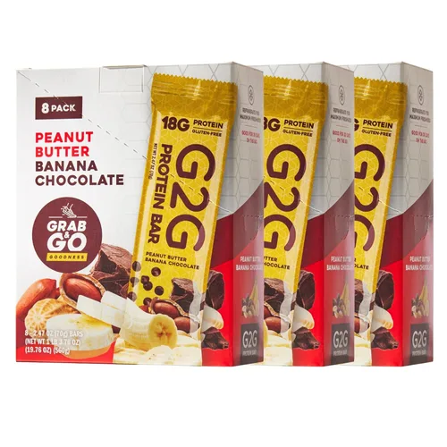 Vista 10 de G2G Barra de proteínas, mantequilla de maní y plátano, aperitivo saludable, delicioso reemplazo de comidas, sin gluten, ingredientes limpios