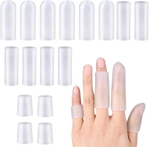 Cunas para dedos, 16 protectores de gel para dedos de silicona, fundas para dedos, soporte de férula para el pulgar, tubos para los dedos para