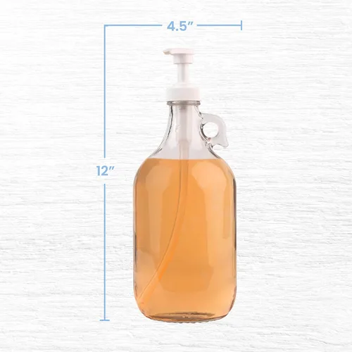 Vista 8 de Botella dispensadora de vidrio de medio galón para detergente, suavizante de tela y jabón con calcomanías impermeables, 64 onzas, kitchentoolz