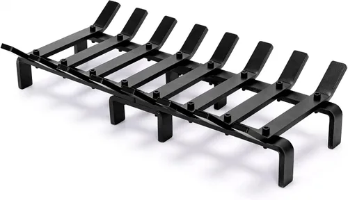 Vista 12 de WILLOW WEAVE Rejilla de chimenea de 17 pulgadas con retenedor de brasa, rejilla de estufa de leña, soporte de 6 barras de acero sólido resistente