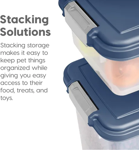 Vista 9 de Contenedores de alimentos IRIS para mascotas con tapas herméticas, Azul