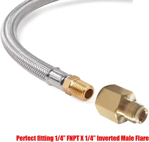 Vista 3 de MENSI Tubo hembra de 1/4 pulgadas NPT x 1/4 de pulgada de bengala macho invertida (7/16-24UNF) Componentes de montaje de adaptador de conversión
