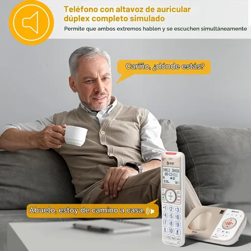 Vista 7 de AT&T 1-Handset DECT 6.0 - Teléfono inalámbrico expandible Bluetooth para el hogar con contestador, bloqueo inteligente de llamadas, identificador