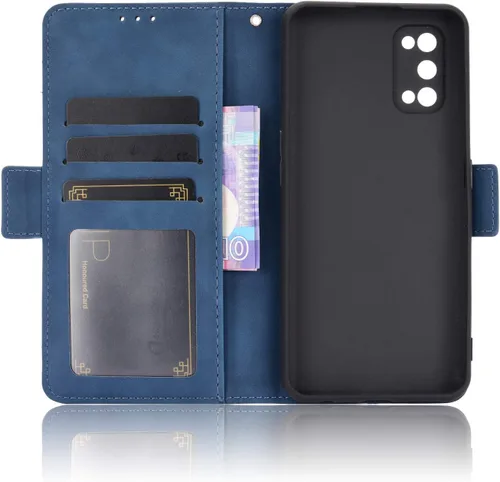 Vista 3 de QiongNi Funda para Oppo Realme 7 Pro Funda para Oppo Realme 7 Pro RMX2170 Funda Flip Pu Leather Cover Azul