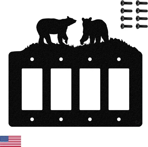 Vista 11 de Bear - Placa de pared dúplex individual (potencia única, negra) - Fabricado en Estados Unidos