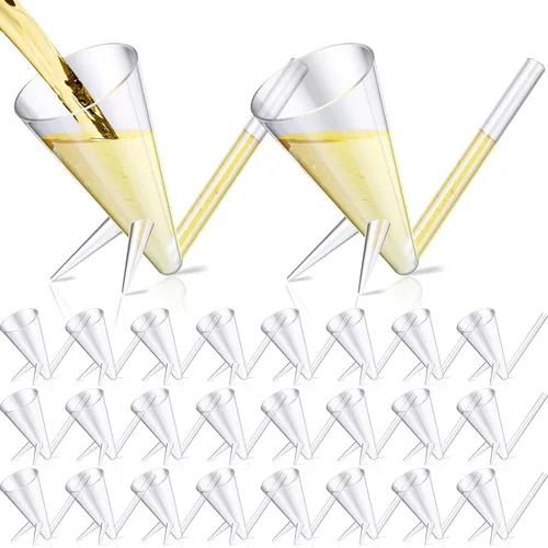 Vista 8 de Gerrii 6 vasos transparentes de champán con soporte, reutilizables, irrompibles, para Navidad, bares, fiestas, decoración, regalos de despedida