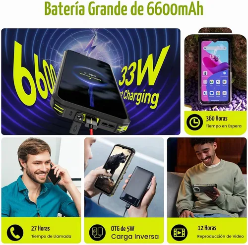 Vista 6 de Ulefone Armor 22 Teléfono resistente, IP68/IP69K, cámara de gran angular de 64MP y cámara de visión nocturna de 64MP, pantalla FHD+ de 6.58” 120Hz