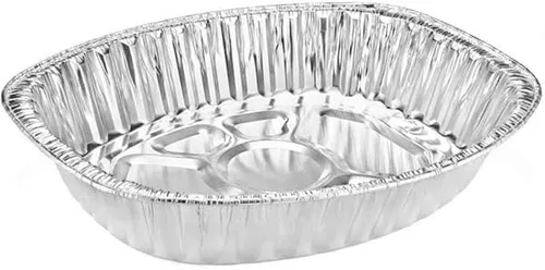 Vista 27 de Sartenes de aluminio extra grandes desechables y duraderos para pavos, forma ovalada para pollo, carne, pechuga, asado, horneado, reciclable junto