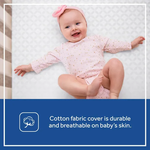 Vista 4 de Sealy Naturalis - Colchón hipoalergénico de 2 etapas para cuna de bebé y cama infantil, colchón para cuna no tóxico, algodón natural, bobina híbrida