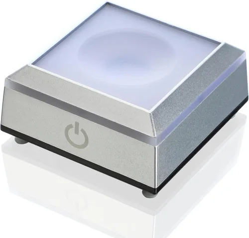 Vista 11 de ZEERSHEE 2 piezas de soporte de exhibición LED de madera para arte de cristal 3D de 2.7 pulgadas, base de lámpara de madera redonda de resina LED