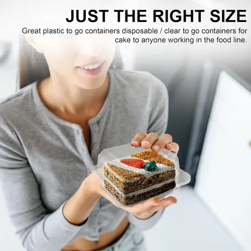 Vista 3 de MT Products Recipiente transparente para rebanadas de pastel de 5 x 5 x 2.75 pulgadas, recipiente cuadrado de plástico (paquete de 40) - Fabricado