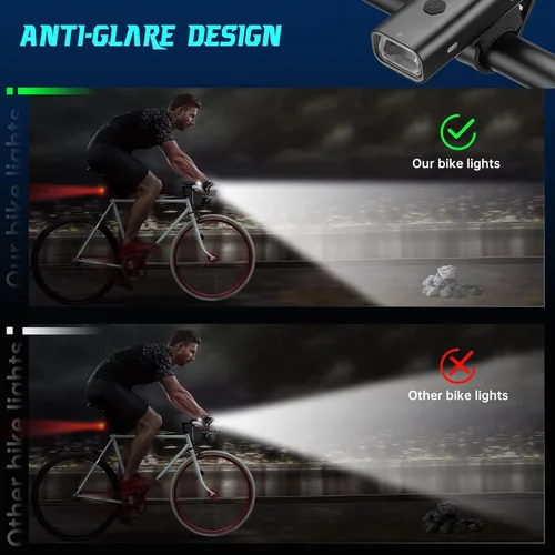 Vista 3 de ROCKBROS Luces de bicicleta USB recargable IPX6 impermeable faro de bicicleta fácil instalación brillante luz delantera de bicicleta para conducción
