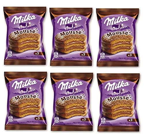 Paquete de 6 chocolate con leche triple Alfajor con relleno de mousse de chocolate de Argentina, 50 g / 1.7 oz