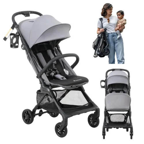 BabbleRoo Hoplite Cochecito Compacto – Cochecito de viaje ligero para avión (12.3 libras), recién nacido hasta 55 libras, plegado fácil, ruedas de