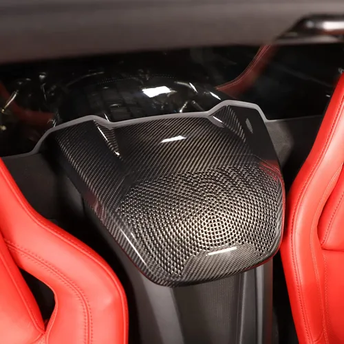 Vista 4 de Cubierta superior del altavoz trasero compatible con Corvette C8 Coupe 1LT 2020-2023 de fibra de carbono real, 1 unidad, accesorios de ajuste