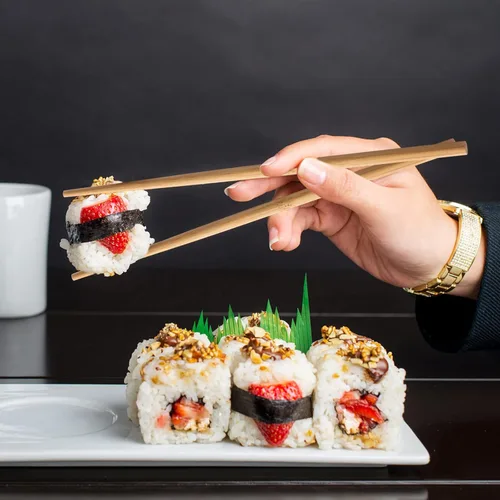 Vista 8 de 10 pares de palillos de bambú, reutilizables, naturales, saludables, de bambú de 9.8 pulgadas, estilo chino clásico para cocina, comedor, gourmet