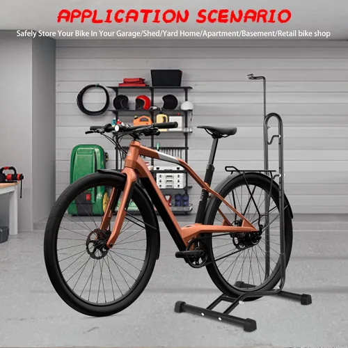 Vista 7 de Soporte de bicicleta de piso Soporte de estacionamiento para bicicletas, soporte para bicicletas, soporte vertical para bicicleta