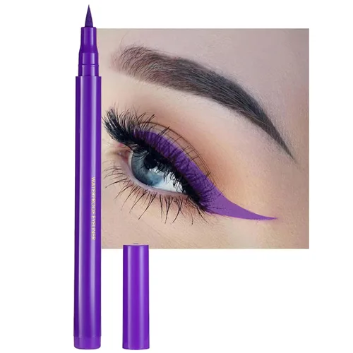Delineador de ojos líquido, líquido delineador de ojos morado, delineadores de ojos de colores de larga duración, blanco, negro, rojo, marrón, 07