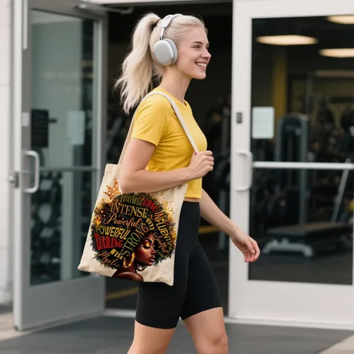 Vista 7 de Bolsa de lona estética para mujer, con cierre magnético a presión y bolsillo interior con cremallera, bolsa reutilizable