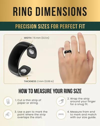 Vista 5 de MagnetRX Anillo magnético – Elegante anillo de acero inoxidable – Anillos magnéticos para hombre (Negro Tamaño: 6)