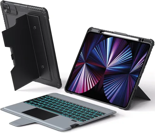 Vista 11 de Nillkin Funda para iPad A16 de 11ª y 10ª Generación con Teclado, Cubierta Deslizante de Cámara, Teclado Inalámbrico Desmontable Retroiluminado de 7
