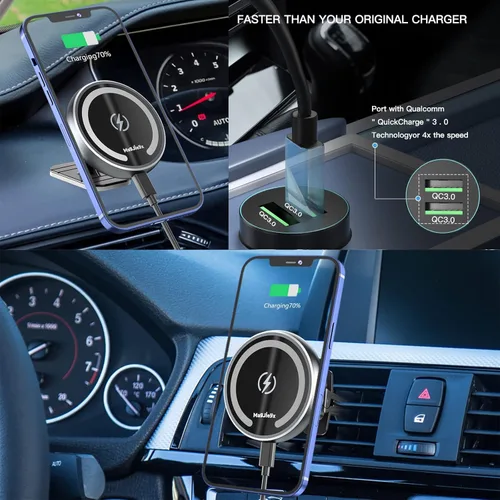 Vista 2 de MAGJIEYX para Cargador de Montaje en Coche Magsafe para Carga Inalámbrica Magnética para iPhone 12/13/14/15/16 Pro, Pro Max, Plus, Mini, Soporte