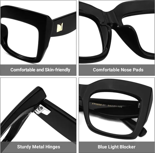 Vista 4 de Zeelool Lentes de lectura cuadrados gruesos para mujer con revestimiento antirreflectante estándar Alberta FP0668