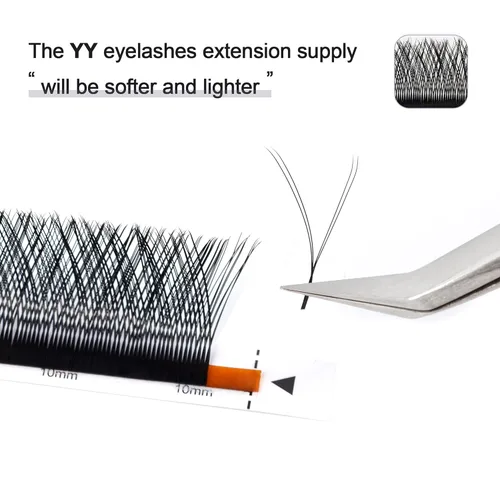 Vista 5 de YY - Extensiones de pestañas negras rizadas C 0.002 in, 0.315 in, extensión de volumen de pestañas, abanicos fáciles, 4D en forma de Y, pestañas