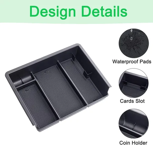 Vista 6 de PIMCAR Bandeja organizadora de consola central para modelos Chevy Silverado GMC Sierra 1500 2014-2018 y 2015-2019 2500HD/3500HD - Accesorios