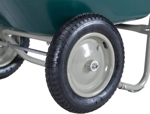 Vista 6 de Carro de jardín de doble carretilla para exteriores, marco de acero resistente, adecuado para patio, almacén y granja